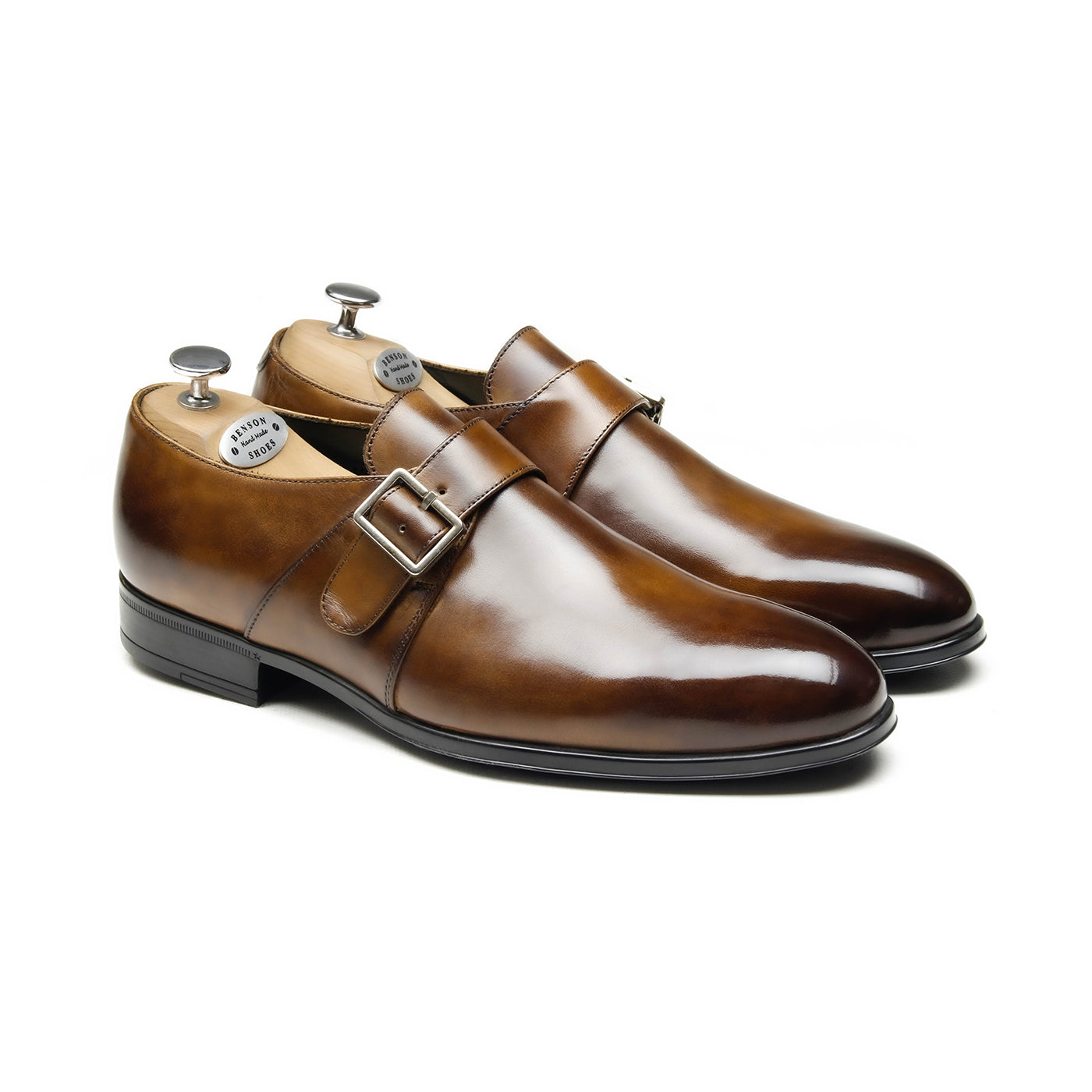 1229 - Chaussures Homme Monk (Boucles) Marron BENSON SHOES