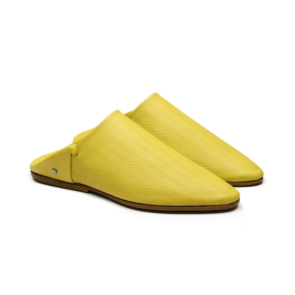 BELGHA - Chaussures homme Babouche plaqué Chevron jaune